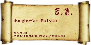 Berghofer Malvin névjegykártya